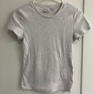 Aritzia HomeStretch Ribbed Crew Neck Tee Shirt Gray Size M